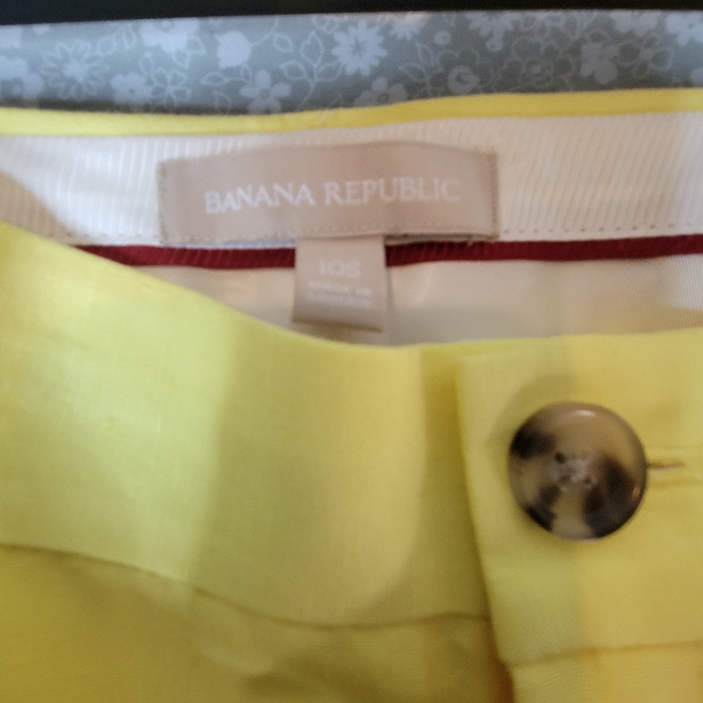 NWT Banana Republic Yellow linen Pants Trousers - Picture 3 of 4
